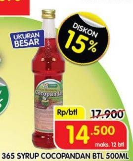 Promo Harga 365 Syrup Cocopandan 600 ml - Superindo