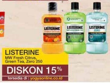 Promo Harga LISTERINE Mouthwash Antiseptic Fresh Citrus, Natural Green Tea, Multi Protect Zero 250 ml - Yogya