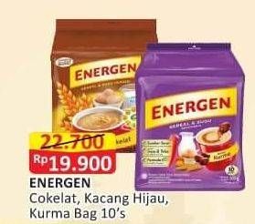 Promo Harga ENERGEN Cereal Instant Chocolate, Kacang Hijau, Kurma per 10 sachet 30 gr - Alfamart