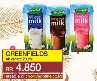 Promo Harga GREENFIELDS Fresh Milk All Variants 200 ml - Yogya