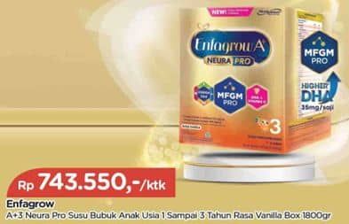 Promo Harga Enfagrow A+3 Susu Bubuk Vanilla 1800 gr - TIP TOP