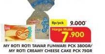 Promo Harga MY ROTI Roti Tawar 380gr/Creamy Cheese Cake 75gr  - Superindo