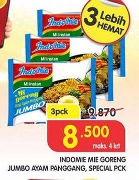 Promo Harga INDOMIE Mi Goreng Jumbo Ayam Panggang, Spesial per 3 pcs - Superindo