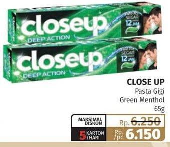 Promo Harga CLOSE UP Pasta Gigi Deep Action Menthol Fresh 65 gr - Lotte Grosir