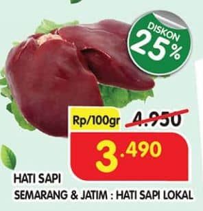 Promo Harga Beef Liver (Hati Sapi) per 100 gr - Superindo