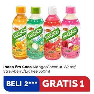 Promo Harga INACO Im Coco Drink Mango, Coconut Water, Strawberry, Lychee 350 ml - Carrefour