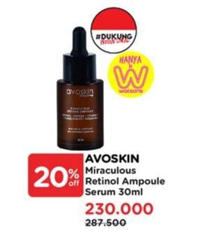 Promo Harga Avoskin Miraculous Retinol Ampoule 30 ml - Watsons