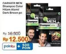Promo Harga GARNIER MEN Shampoo Color Coklat Kehitaman, Hitam Alami 10 ml - Indomaret