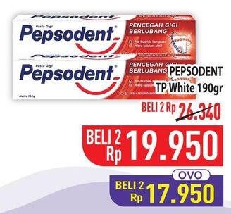 Promo Harga Pepsodent Pasta Gigi Pencegah Gigi Berlubang White 190 gr - Hypermart