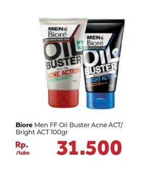 Promo Harga BIORE MENS Facial Foam Oil Buster Acne Action, Oil Buster Bright Action 100 gr - Carrefour