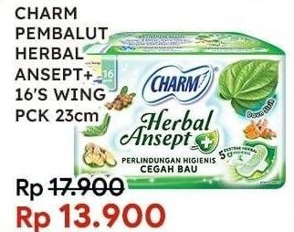 Promo Harga Charm Herbal Ansept+ Wing 23cm 16 pcs - Indomaret
