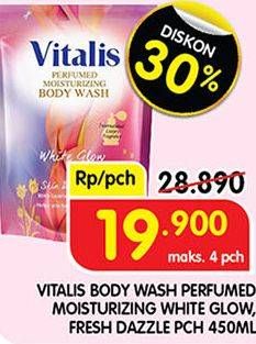 Promo Harga Vitalis Body Wash Fresh Dazzle, White Glow 450 ml - Superindo