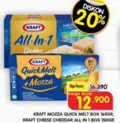 KRAFT Mozza Quick Melt Box 165gr, Cheese Cheddar All in 1 Box 150gr