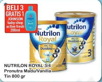 Promo Harga NUTRILON Royal 3 / 4 Susu Pertumbuhan Madu, Vanilla 800 gr - Hypermart