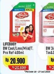 Promo Harga Lifebuoy Body Wash Cool Fresh, Lemon Fresh, Mild Care, Total 10 400 ml - Alfamart