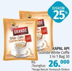 Promo Harga Kapal Api Grande White Coffee per 30 pcs - LotteMart