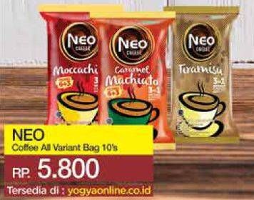 Promo Harga NEO COFFEE 3 in 1 Instant Coffee All Variants per 10 pcs 20 gr - Yogya