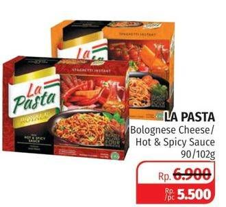 Promo Harga LA PASTA Royale Spaghetti Cheese Bolognese 102gr/Royale Hot&Spicy Sauce 90gr  - Lotte Grosir