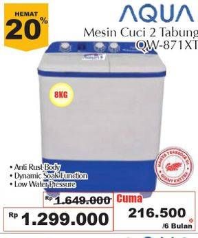 Promo Harga AQUA AQW-871XT | Mesin Cuci Twin Tube 8kg  - Giant
