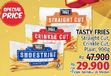 Promo Harga TASTY FRIES Kentang Goreng Beku Straight Cut Plain, Crinkle Cut Plain, Shoestring Plain 900 gr - LotteMart