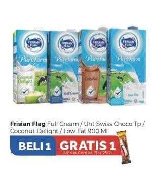 Promo Harga FRISIAN FLAG Susu UHT Purefarm Coconut Delight, Full Cream, Low Fat, Swiss Chocolate 900 ml - Carrefour