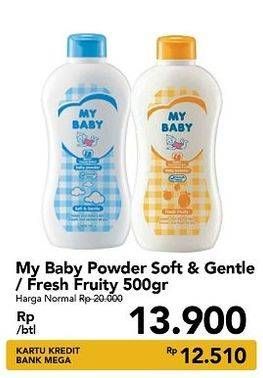 Promo Harga MY BABY Baby Powder Soft Gentle, Fresh Fruity 500 gr - Carrefour