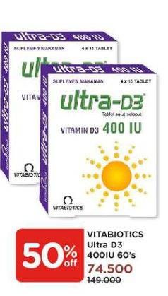 Promo Harga VITABIOTICS Ultra Vitamin D3 400IU 60 pcs - Watsons