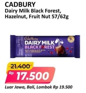 Promo Harga Cadbury Dairy Milk Black Forest 62 gr - Alfamart