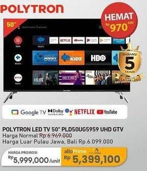 Promo Harga Polytron K UHD Smart Google TV 50 Inch PLD50UG5959  - Carrefour
