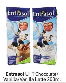 Promo Harga ENTRASOL Susu UHT Coklat, Vanilla Latte, Vanilla 200 ml - Carrefour