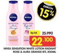 Promo Harga NIVEA Sensational Body Lotion Radiant Rose Argan, Aura Orange Avocado Oil 200 ml - Superindo