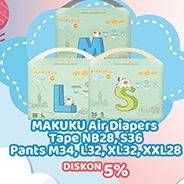 Promo Harga Makuku Air Diapers Tape/Pants  - Hypermart