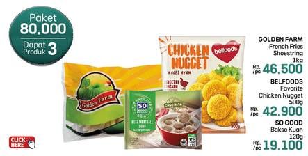 Promo Harga Golden Farm French Fries/Belfoods Chicken Nugget/So Good Bakso Kuah  - LotteMart