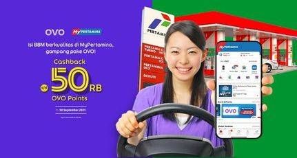 Promo Harga Beli BBM di MyPertamina Gampang Pake OVO Cashback s.d 50Rb OVO Points  - Grab
