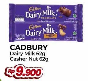 Promo Harga Cadbury Dairy Milk Original, Cashew Nut 62 gr - Yogya