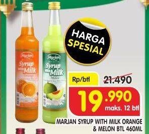 Promo Harga MARJAN Syrup with Milk Orange, Melon 460 ml - Superindo