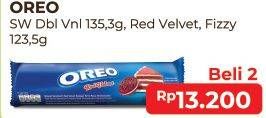 Promo Harga OREO Biskuit Sandwich Double Vanilla, Fizzy, Red Velvet 123 gr - Alfamart