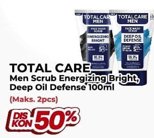 Promo Harga Total Care Men Facial Wash Scrub Energizing Bright, Scrub Deep Oil Defense 100 ml - Yogya