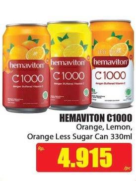 Promo Harga HEMAVITON C1000 Orange, Lemon, Less Sugar 330 ml - Hari Hari