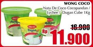 Promo Harga WONG COCO Nata De Coco Cocopandan, Lychee, Dugan Cube 1 kg - Giant