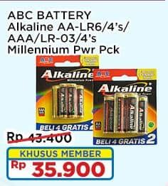 Promo Harga ABC Battery Alkaline LR6/AA, LR03/AAA 4 pcs - Indomaret