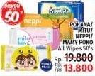 Promo Harga POKANA/MITU/NEPPI/MAMY POKO Baby Wipes All Variant 50s  - LotteMart