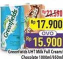 Promo Harga Greenfields UHT Full Cream, Chocolate 1000 ml - Hypermart