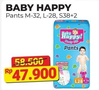 Promo Harga Baby Happy Body Fit Pants M32, L28, S38+2 28 pcs - Alfamart