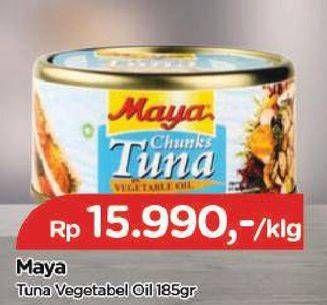 Promo Harga MAYA Tuna Vegetable Oil Can 185 gr - TIP TOP