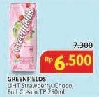 Promo Harga Greenfields UHT Strawberry, Choco Malt, Full Cream 250 ml - Alfamidi