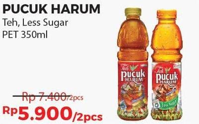 Promo Harga TEH PUCUK HARUM Minuman Teh Original, Less Sugar per 2 botol 350 ml - Alfamart