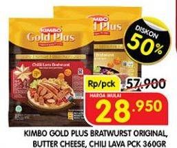 Promo Harga Kimbo Gold Plus Bratwurst Original, Chilli Lava, Butter Cheese 360 gr - Superindo