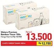 Promo Harga WATERU Premium Bamboo Tissue 150 pcs - Carrefour