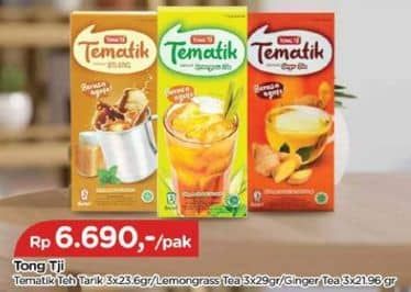 Promo Harga Tong Tji Tematik Instant Teh Tarik, Lemongrass Tea, Ginger Tea per 3 sachet 21 gr - TIP TOP